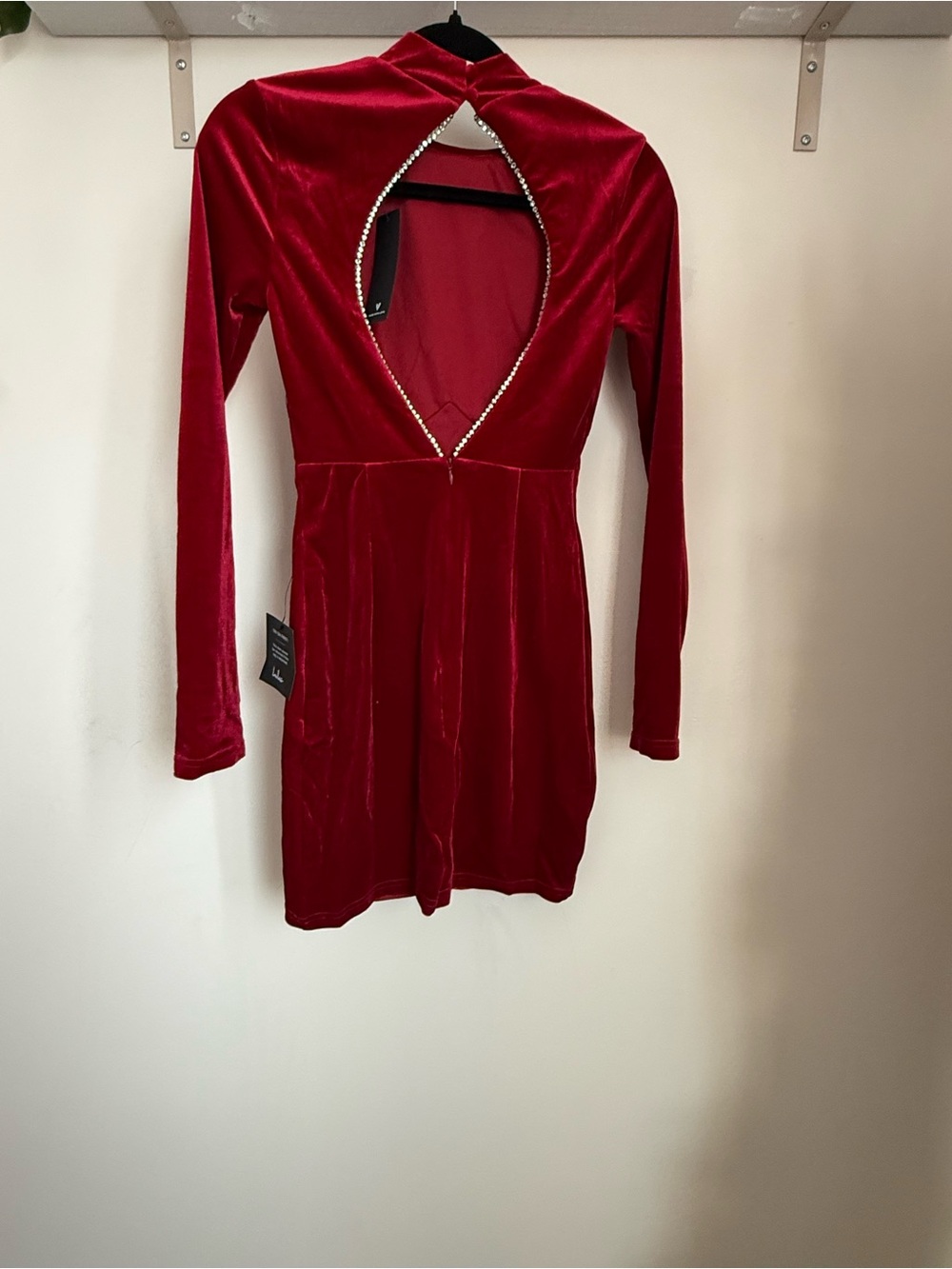 Lulu's Scarlet Velvet Long-Sleeve Bodycon Dress - Picture 2 of 3